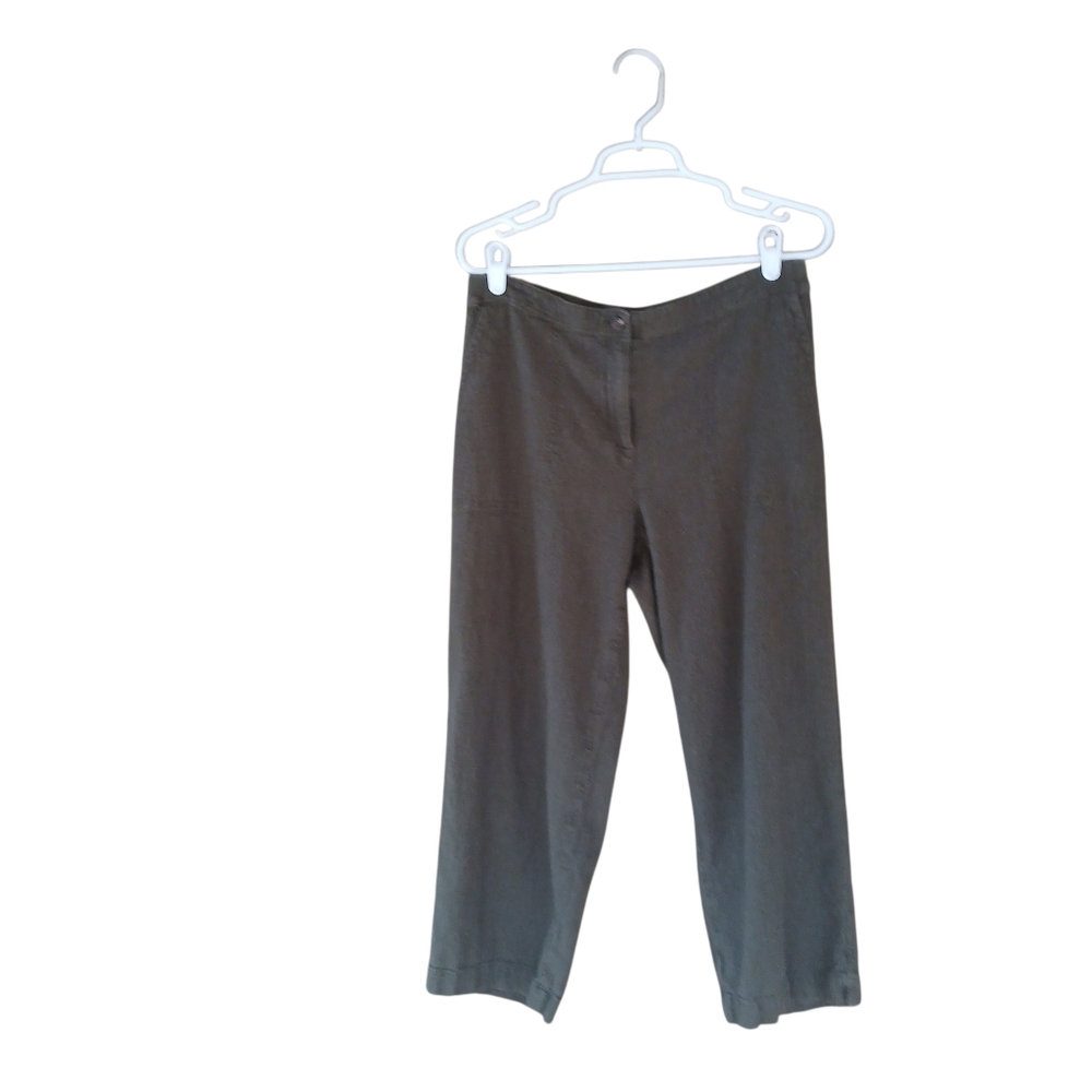 J. Jill Olive Linen Blend Cropped Pants Medium